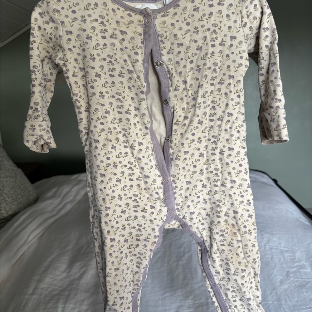 Jamie Kay Cream and Purple Baby Onesie